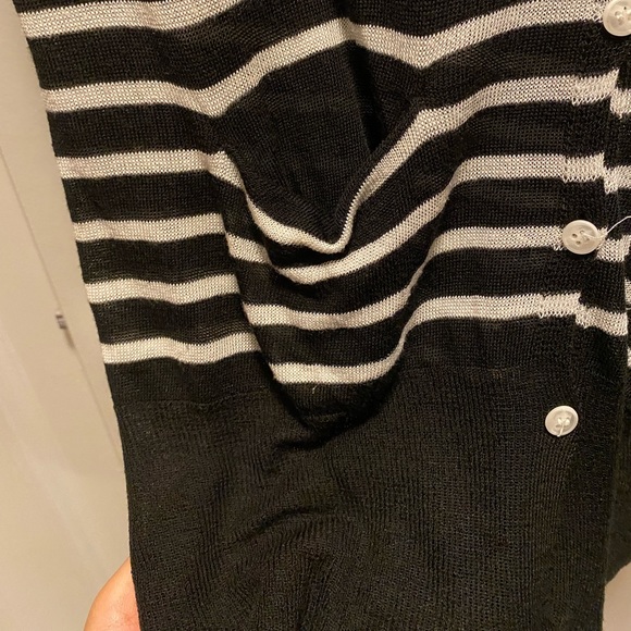 Amber Lightweight Striped Cardigan in Black